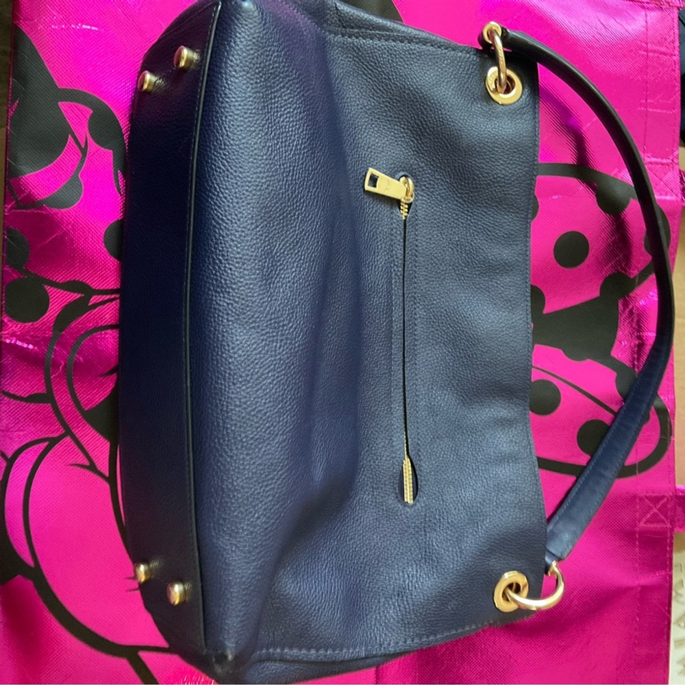 Coach Pebble Leather Clarkson Hobo Navy Blue Shoulder/Crossbody Bag Aprox 10x15 - Picture 10 of 12